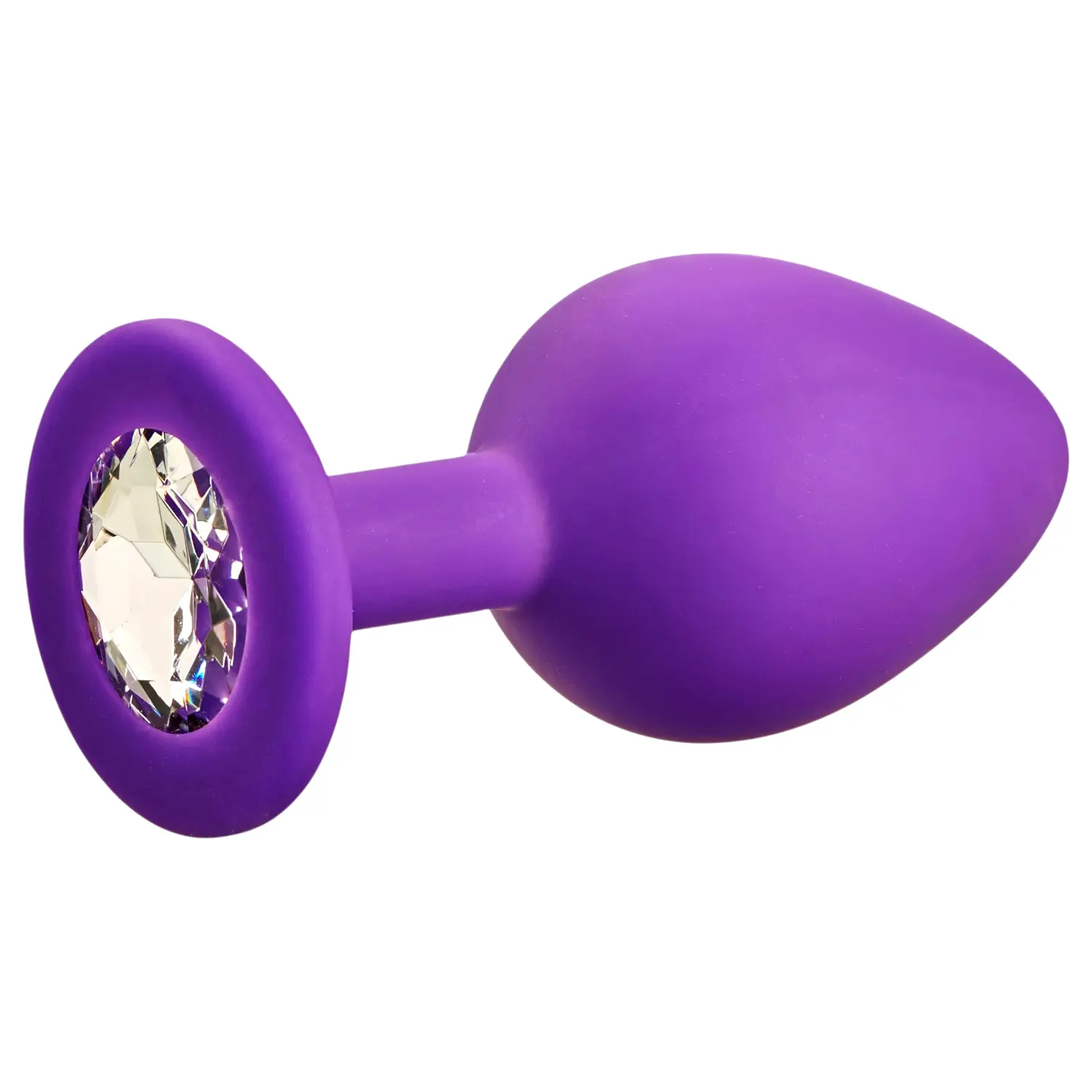Silikónový análny kolík s krištáľovým kamienkom (fialový) - 8 cm Silikónový análny kolík s krištáľovým kamienkom (fialový) - 8 cm