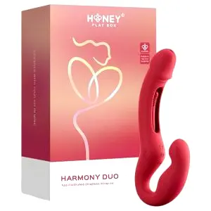 Box Harmony Duo - Aplikáciou ovládaný pripínací jazýčkový vibrátor (červený)
