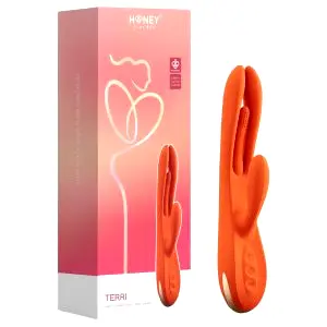 Box Terri - vibrátor s klitorisovým ramienkom ovládaný aplikáciou (oranžový)