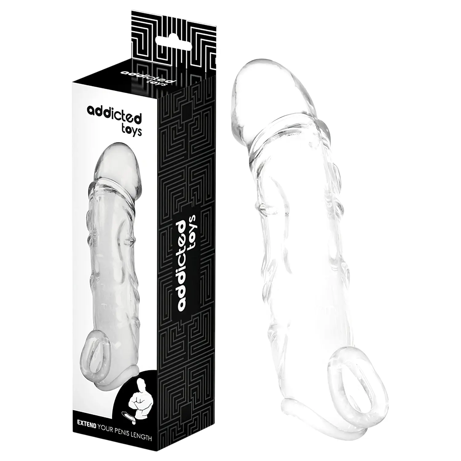 Návlek na penis s krúžkom na semenníky - 27 cm - priehľadný Návlek na penis s krúžkom na semenníky - 27 cm - priehľadný