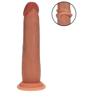 Realistický dildo s dvojitou hustotou (opálený) - 18