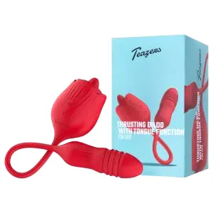 Rose - vibračný stimulátor s jazyčkovým klitorálnym dráždičom (červený)
