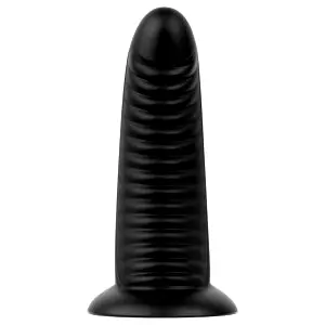 BUTTR Double Ribbed obrovský rebrovaný análny kolík (čierny) 26 cm