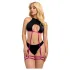 Zôf Zara top s výrezmi a tangá s podväzkovými pásikmi (čierne) L/XL